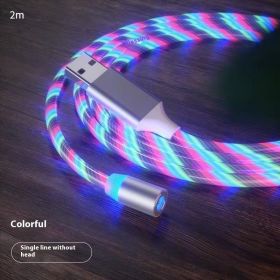 Magnetic Charging Cable Streamer Fast Charging Cable Lighting Micro USB Cable LED Magnet Charger Type-C Cable (Option: Colorful 2m-Type c)