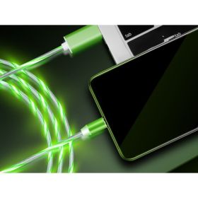 Compatible with Apple, Flowing Ligh Magnetic Streamer Data Line Cable for Iphone Android Typec (Option: 3 in 1-Green)