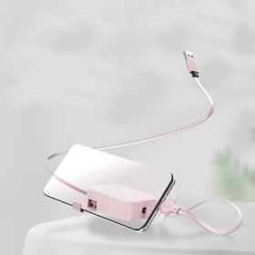 4 In 1 Retractable USB Cable Creative Macaron Type C Micro Cable For I Phone With Phone Stand Charging Data Cable Line Storage Box (Option: Pink)