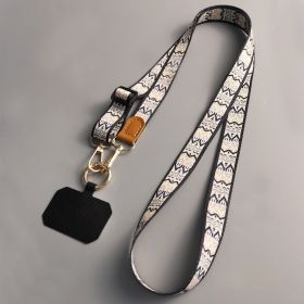 Mobile Phone Lanyard Crossbody Bag Solid Color Long Braces Detachable Multi-purpose Strap Rope (Option: Stripe With White Background)