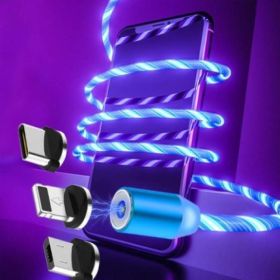 Compatible with Apple, Flowing Ligh Magnetic Streamer Data Line Cable for Iphone Android Typec (Option: Apple-Blue)