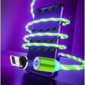 Compatible with Apple, Flowing Ligh Magnetic Streamer Data Line Cable for Iphone Android Typec (Option: Apple-Green 3pcs)
