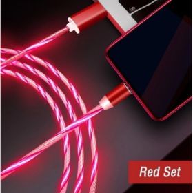 Compatible with Apple, Flowing Ligh Magnetic Streamer Data Line Cable for Iphone Android Typec (Option: Apple-Red)