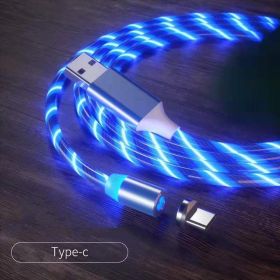 Magnetic Charging Cable Streamer Fast Charging Cable Lighting Micro USB Cable LED Magnet Charger Type-C Cable (Option: Blue-Type c)