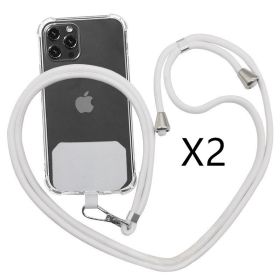 Strap Lanyard 9 Colors Soft Rope For Cell Phone Hanging Cord (Option: Silver 2PC)