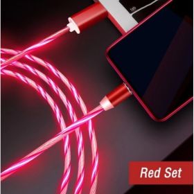 Compatible with Apple, Flowing Ligh Magnetic Streamer Data Line Cable for Iphone Android Typec (Option: Type c-Red)