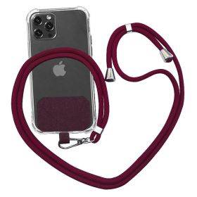 Strap Lanyard 9 Colors Soft Rope For Cell Phone Hanging Cord (Option: Wine Red)