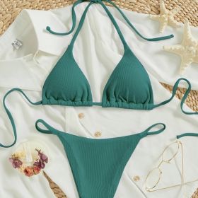 Factory Wholesale Women's Sexy Small Rib Bikini Tie Bikini Set Two Piece Swimsuit Beach Wear (Option: Style5-L)