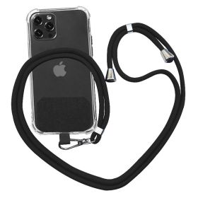 Strap Lanyard 9 Colors Soft Rope For Cell Phone Hanging Cord (Option: Black)