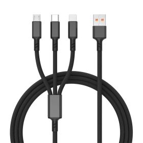 Charging Cable Cell Phone Charger Cord For Type C Micro USB 3 In 1 (Option: Black)
