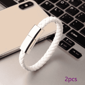 New Bracelet Charger USB Charging Cable Data Charging Cord For IPhone14 13 Max USB C Cable For Phone Micro Cable (Option: White 2pcs-Android interface-20cm)
