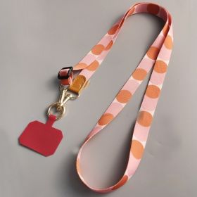 Mobile Phone Lanyard Crossbody Bag Solid Color Long Braces Detachable Multi-purpose Strap Rope (Option: Orange Round Foundation)