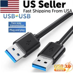USB 3.0 A Male To A Male Cable Data Transfer Super Speed Power Charger Metal 6FT (Option: Default Title)
