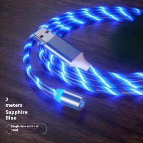 Magnetic Charging Cable Streamer Fast Charging Cable Lighting Micro USB Cable LED Magnet Charger Type-C Cable (Option: Blue 2m-Micro)