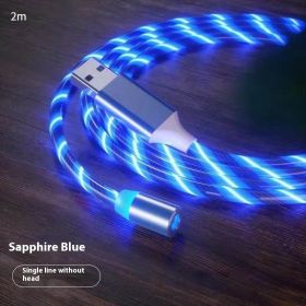 Magnetic Charging Cable Streamer Fast Charging Cable Lighting Micro USB Cable LED Magnet Charger Type-C Cable (Option: Blue 2m-Type c)