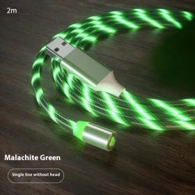 Magnetic Charging Cable Streamer Fast Charging Cable Lighting Micro USB Cable LED Magnet Charger Type-C Cable (Option: Green 2m-IPhone)