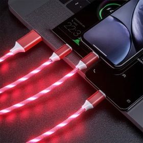 3 In 1 LED Fast Charging Cable Adapter For  Micro USB Type C Charger Cord (Option: Red)