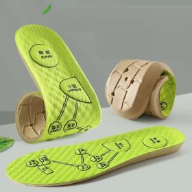 Foot Acupressure Insole Men Women Soft Breathable Sports Cushion Inserts Sweat-absorbing Deodorant Insole Shoe Pads (Color: Green, Shoe Size: 37-38)