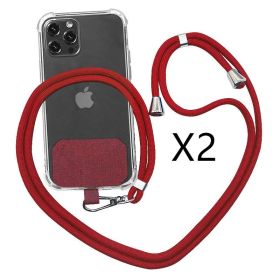 Strap Lanyard 9 Colors Soft Rope For Cell Phone Hanging Cord (Option: Red 2PC)